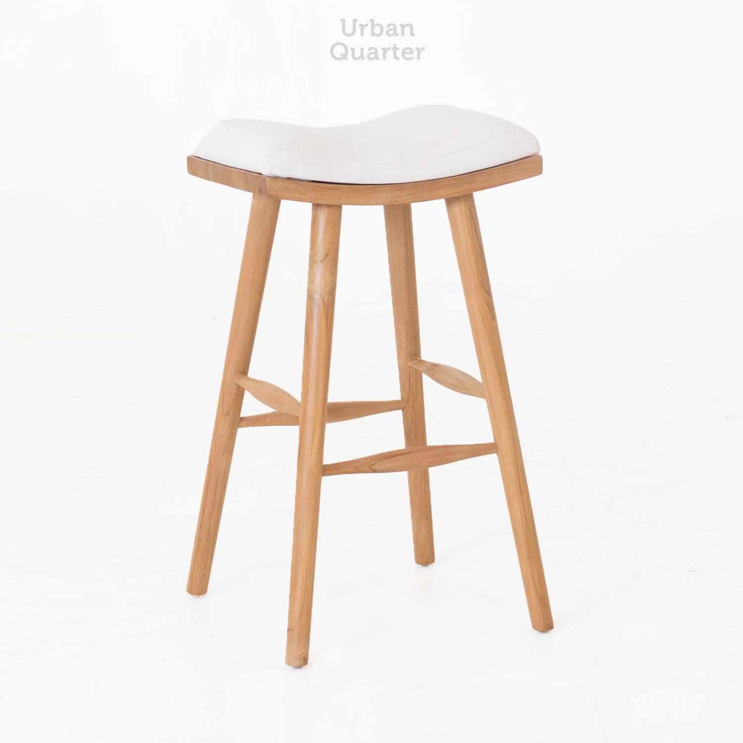 84.18655 ASPEN COUNTERSTOOL With Teak Wood Normal Foam Local Fabric Sr Cream (h8-17)-Overall.40x30x69cm