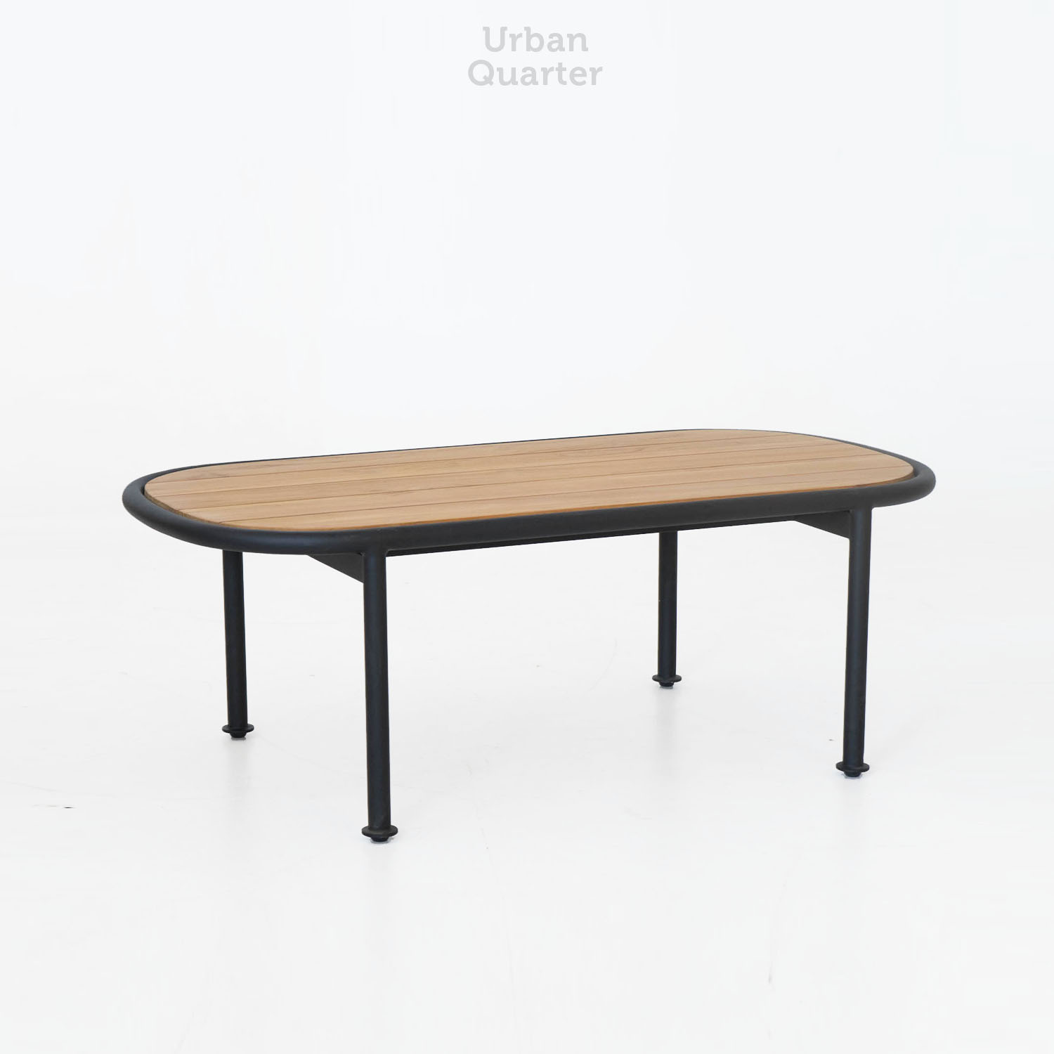 22.18593 LUNE COFFEETABLE WITH TEAK TOP SLAT ALUM -Overall.122x63x44cm