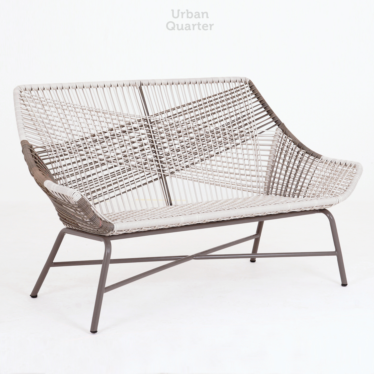 62.15934 STRING DININGCHAIR 2,5 SEATER IRON. FRAME WITH RC Synthetic Weave Ivory Wash Kapu.5mm -Overall.140x71,5x87,5cm, Seat.106x44x39cm-01 DINING CHAIR