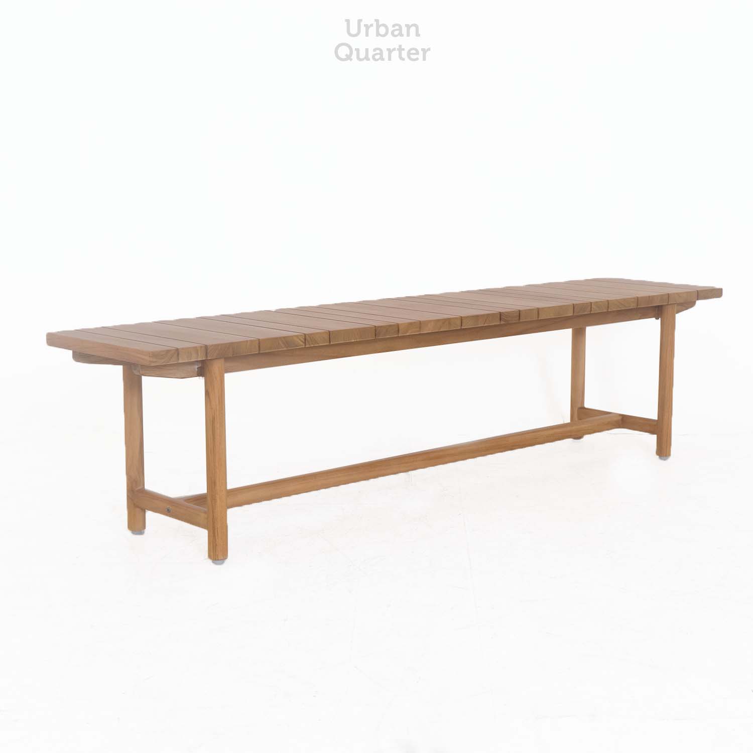 82.19308 BENCH WITH TEAK WOOD In Natural PU Finished-Overall.180x40x45,5cm