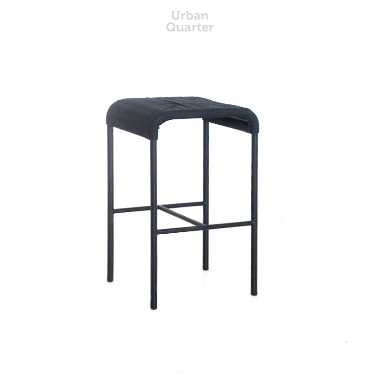 09.19107 BARSTOOL WITH ALUM + Synthetic Weave Rope MKR 51 Black 5mm-Overall.46x41x75,5cm - Copy_E