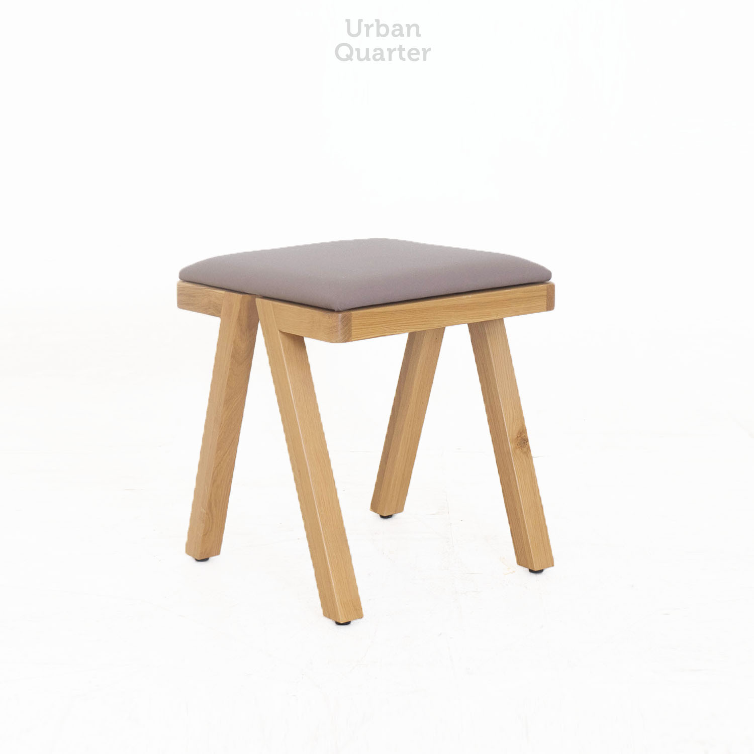 81.19058 STOOL WITH OAK WOOD In Clear Coated Satin + NORMAL FOAM + LOCAL FABRIC SK Taupe-Overall.40x40x46cm