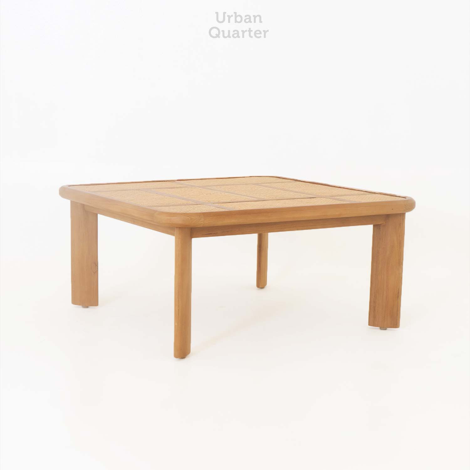 22.19481 COFFEE TABLE WITH TEAK In Natural Finished RATTAN WEBBING KEMBANG TANJUNG-Overall.90x90x43cm
