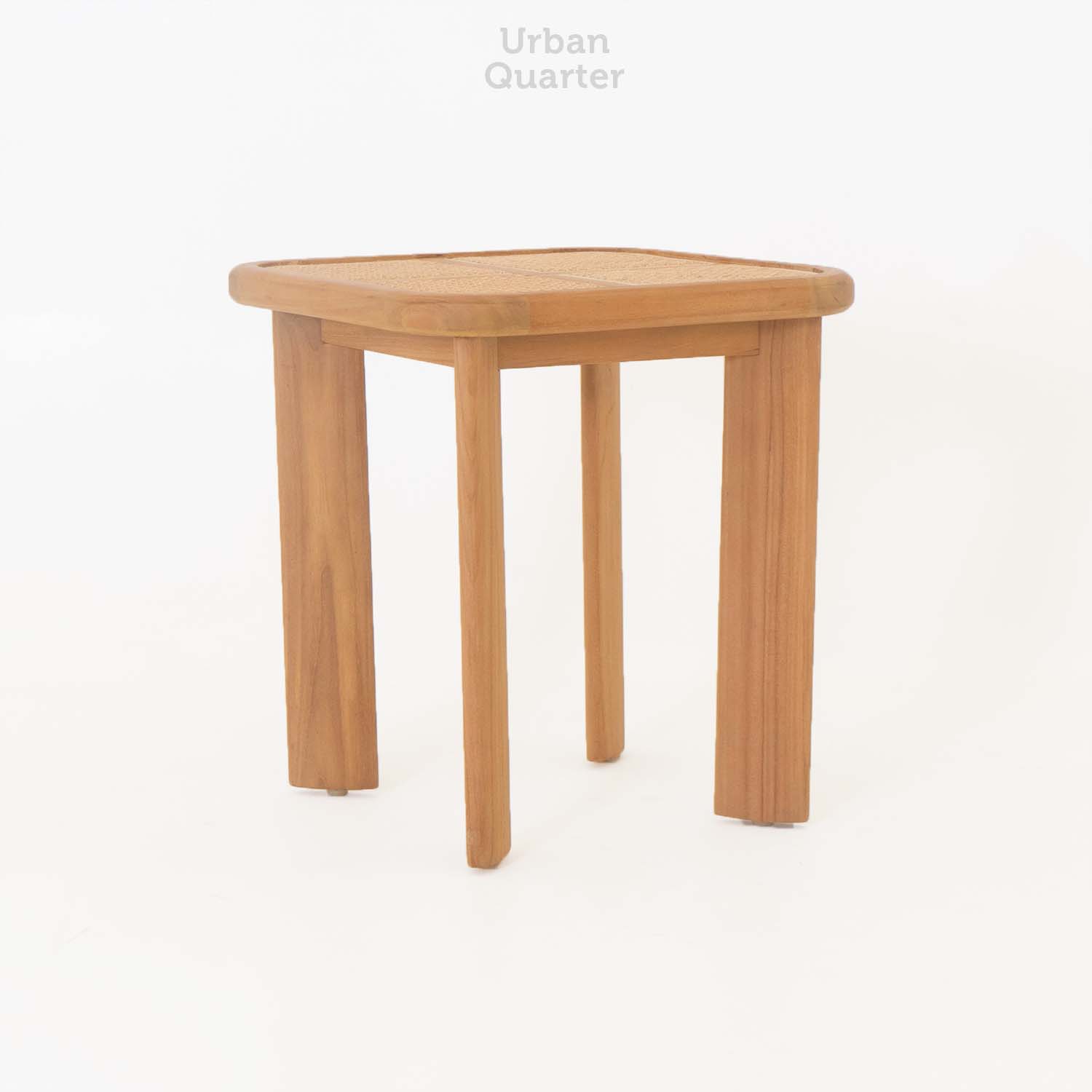 24.19481 SIDE TABLE WITH TEAK RATTAN WEBBING KEMBANG TANJUNG-Overall.52x52x56cm