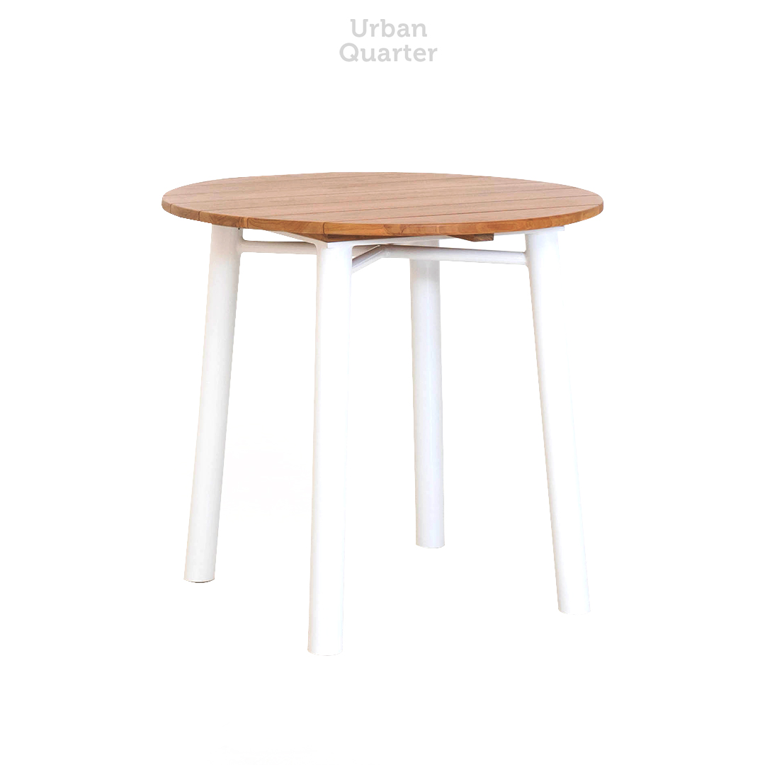 ROUND DINING TABLE WITH TEAK + ALUM-Overall.Dia.80x76cm copy