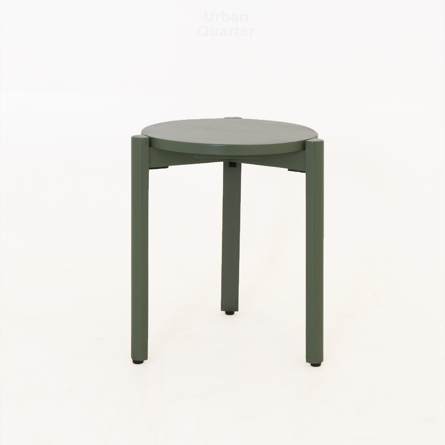 81.18403 STOOL WITH TEAK WOOD In Green Solid Duco Panthone 5743 Finished -Overall.39x39x45cm